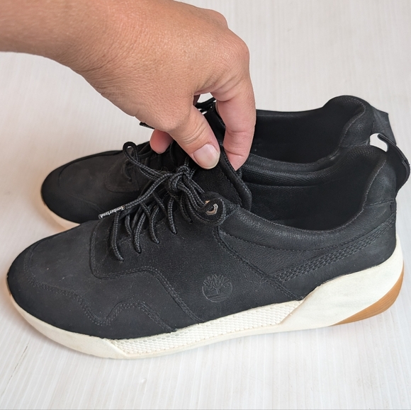 TIMBERLAND women's black leather lace-up sneakers size 8.5 - Picture 4 of 10